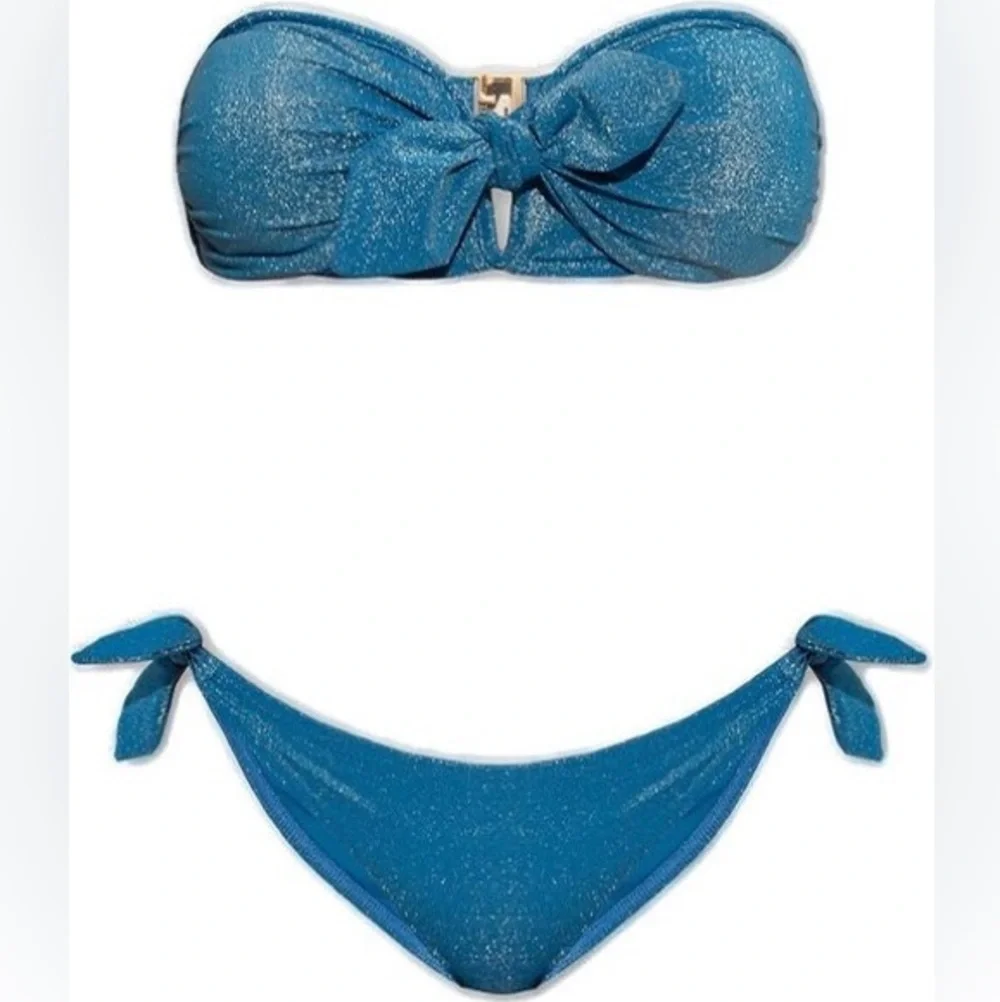 Zimmermann Raie Lurex Blue Iris Tie Bikini Set